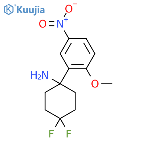 4,4-difluoro-1-(2-methoxy-5-nitrophenyl)cyclohexan-1-amine structure
