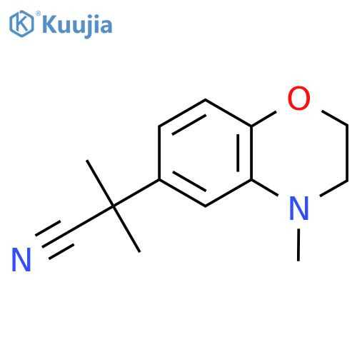 2-methyl-2-(4-methyl-3,4-dihydro-2H-1,4-benzoxazin-6-yl)propanenitrile structure