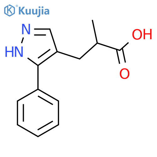 2-methyl-3-(3-phenyl-1H-pyrazol-4-yl)propanoic acid structure