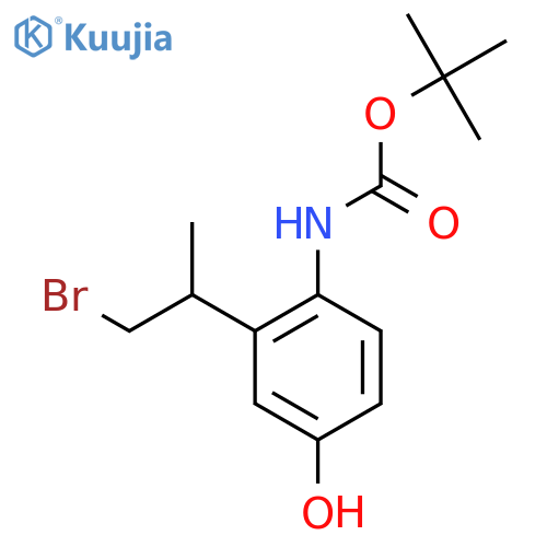 tert-butyl N-2-(1-bromopropan-2-yl)-4-hydroxyphenylcarbamate structure
