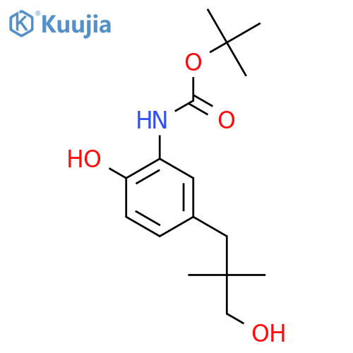 tert-butyl N-2-hydroxy-5-(3-hydroxy-2,2-dimethylpropyl)phenylcarbamate structure