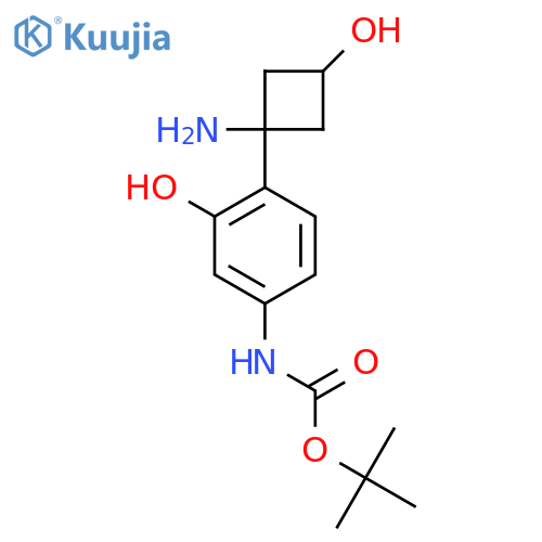 tert-butyl N-4-(1-amino-3-hydroxycyclobutyl)-3-hydroxyphenylcarbamate structure