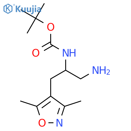 tert-butyl N-1-amino-3-(dimethyl-1,2-oxazol-4-yl)propan-2-ylcarbamate structure