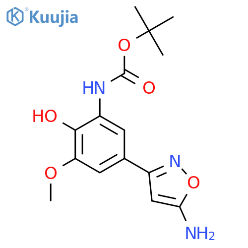 tert-butyl N-5-(5-amino-1,2-oxazol-3-yl)-2-hydroxy-3-methoxyphenylcarbamate structure