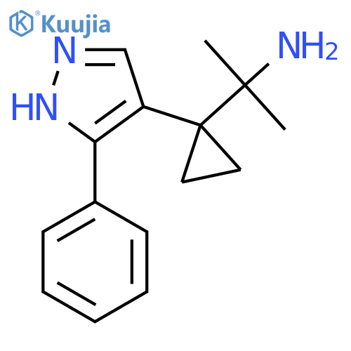 2-1-(3-phenyl-1H-pyrazol-4-yl)cyclopropylpropan-2-amine structure
