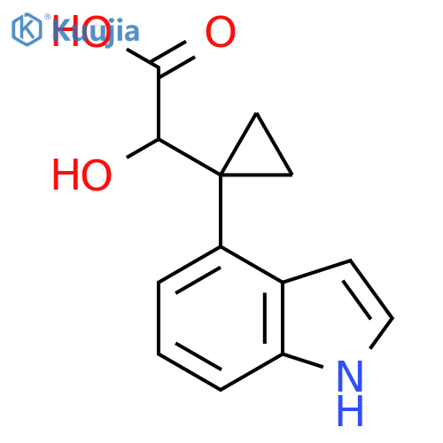 2-hydroxy-2-1-(1H-indol-4-yl)cyclopropylacetic acid structure