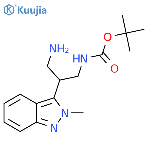 tert-butyl N-3-amino-2-(2-methyl-2H-indazol-3-yl)propylcarbamate structure