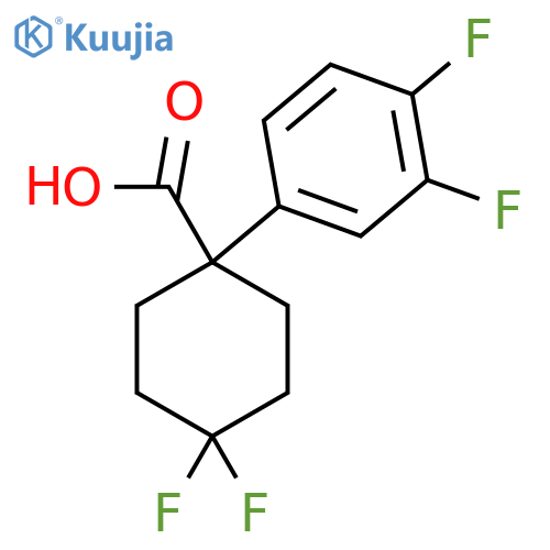 1-(3,4-difluorophenyl)-4,4-difluorocyclohexane-1-carboxylic acid structure