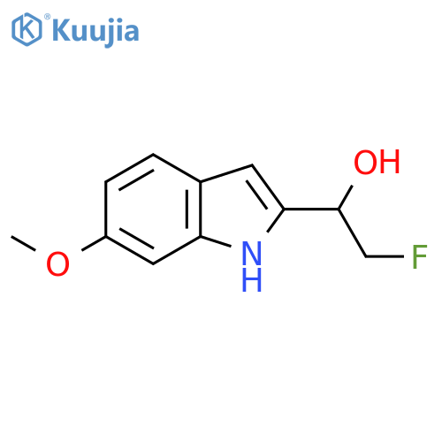 2-fluoro-1-(6-methoxy-1H-indol-2-yl)ethan-1-ol structure