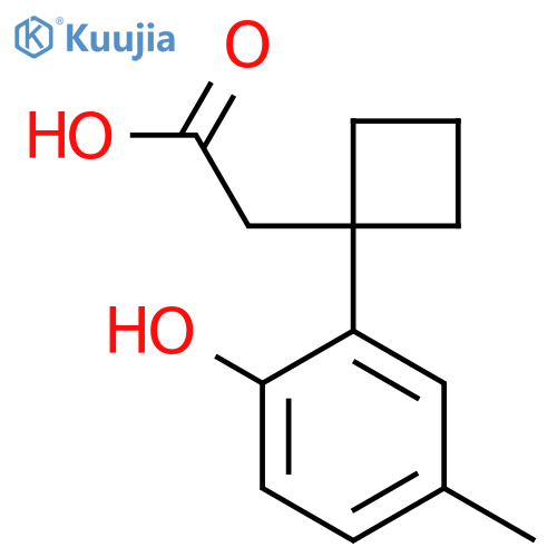 2-1-(2-hydroxy-5-methylphenyl)cyclobutylacetic acid structure