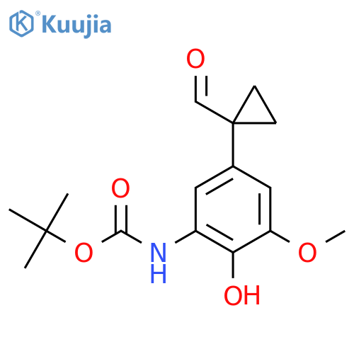 tert-butyl N-5-(1-formylcyclopropyl)-2-hydroxy-3-methoxyphenylcarbamate structure