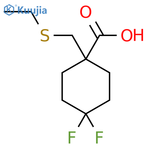 1-(ethylsulfanyl)methyl-4,4-difluorocyclohexane-1-carboxylic acid structure