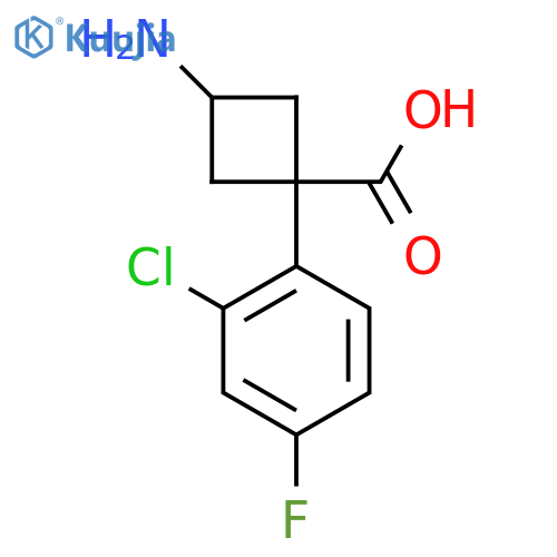 3-amino-1-(2-chloro-4-fluorophenyl)cyclobutane-1-carboxylic acid structure
