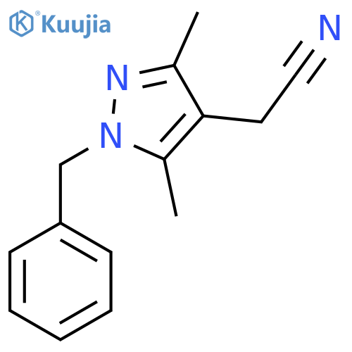 2-(1-benzyl-3,5-dimethyl-1H-pyrazol-4-yl)acetonitrile structure