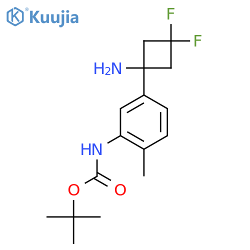 tert-butyl N-5-(1-amino-3,3-difluorocyclobutyl)-2-methylphenylcarbamate structure