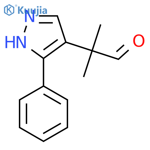 2-methyl-2-(3-phenyl-1H-pyrazol-4-yl)propanal structure
