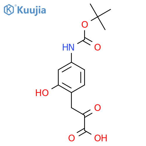 3-(4-{(tert-butoxy)carbonylamino}-2-hydroxyphenyl)-2-oxopropanoic acid structure