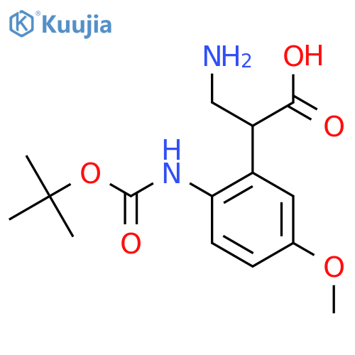 3-amino-2-(2-{(tert-butoxy)carbonylamino}-5-methoxyphenyl)propanoic acid structure