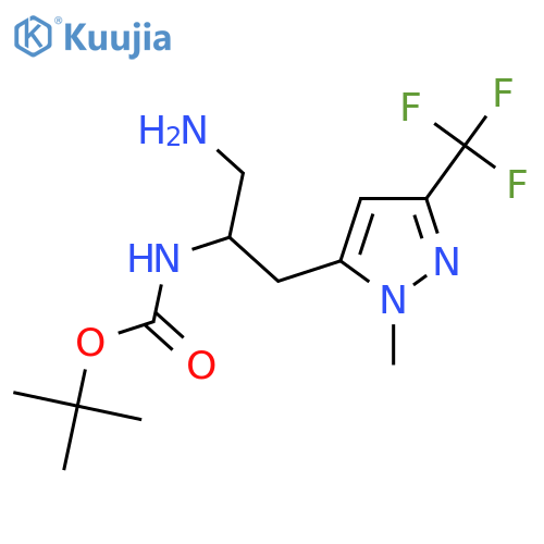 tert-butyl N-{1-amino-3-1-methyl-3-(trifluoromethyl)-1H-pyrazol-5-ylpropan-2-yl}carbamate structure