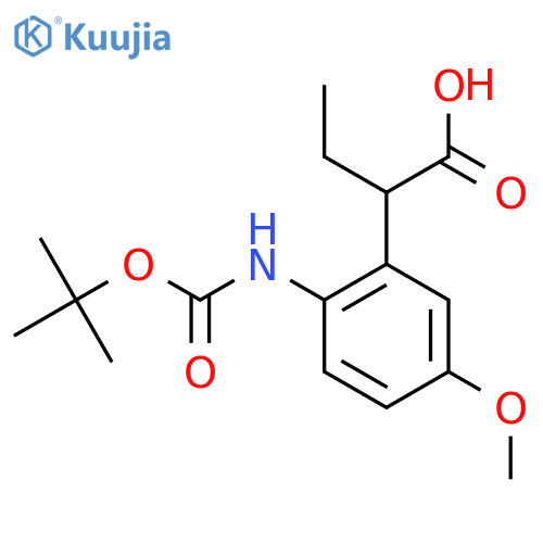 2-(2-{(tert-butoxy)carbonylamino}-5-methoxyphenyl)butanoic acid structure