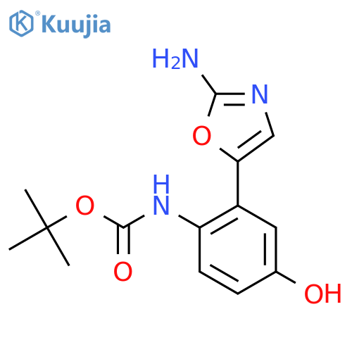tert-butyl N-[2-(2-amino-1,3-oxazol-5-yl)-4-hydroxyphenyl]carbamate structure
