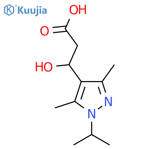 3-3,5-dimethyl-1-(propan-2-yl)-1H-pyrazol-4-yl-3-hydroxypropanoic acid structure