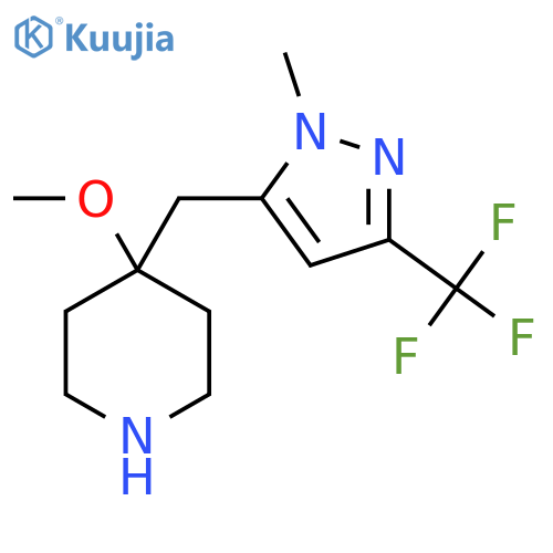 4-methoxy-4-{1-methyl-3-(trifluoromethyl)-1H-pyrazol-5-ylmethyl}piperidine structure