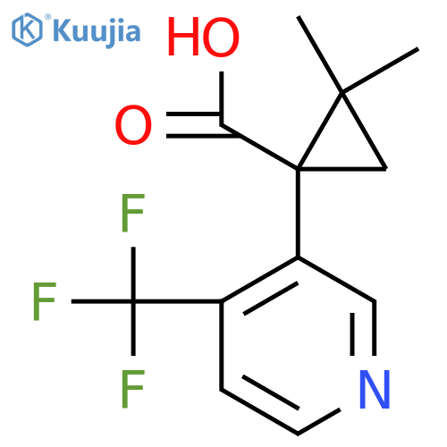2,2-dimethyl-1-4-(trifluoromethyl)pyridin-3-ylcyclopropane-1-carboxylic acid structure