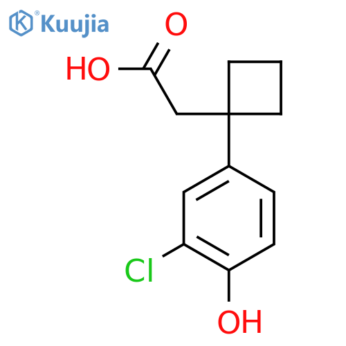 2-1-(3-chloro-4-hydroxyphenyl)cyclobutylacetic acid structure