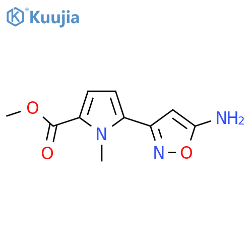 methyl 5-(5-amino-1,2-oxazol-3-yl)-1-methyl-1H-pyrrole-2-carboxylate structure
