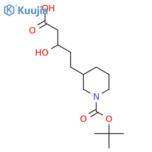 5-{1-(tert-butoxy)carbonylpiperidin-3-yl}-3-hydroxypentanoic acid structure