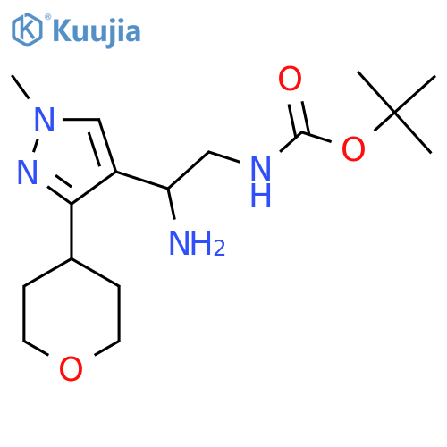 tert-butyl N-{2-amino-2-1-methyl-3-(oxan-4-yl)-1H-pyrazol-4-ylethyl}carbamate structure