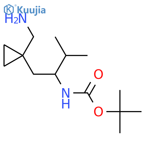 tert-butyl N-{1-1-(aminomethyl)cyclopropyl-3-methylbutan-2-yl}carbamate structure