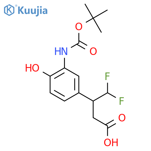 3-(3-{(tert-butoxy)carbonylamino}-4-hydroxyphenyl)-4,4-difluorobutanoic acid structure