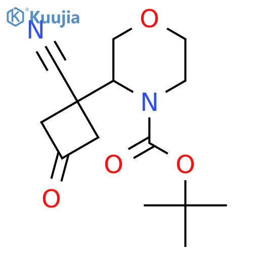 tert-butyl 3-(1-cyano-3-oxocyclobutyl)morpholine-4-carboxylate structure