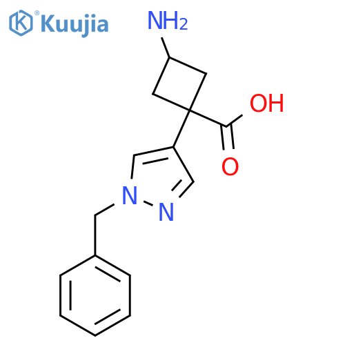 3-amino-1-(1-benzyl-1H-pyrazol-4-yl)cyclobutane-1-carboxylic acid structure