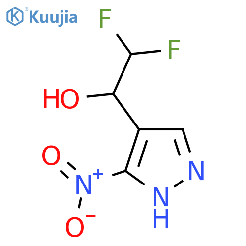 2,2-difluoro-1-(3-nitro-1H-pyrazol-4-yl)ethan-1-ol structure