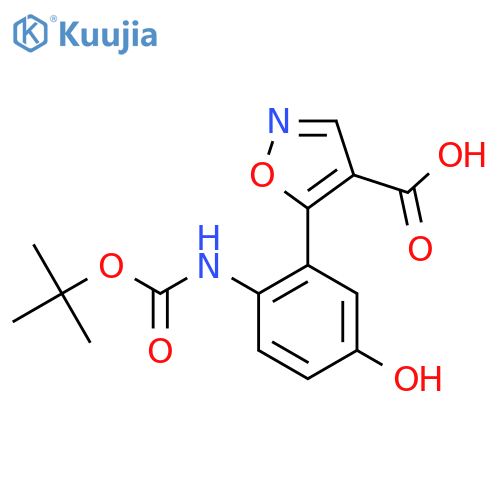5-(2-{(tert-butoxy)carbonylamino}-5-hydroxyphenyl)-1,2-oxazole-4-carboxylic acid structure