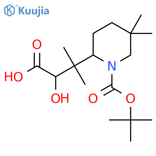 3-{1-(tert-butoxy)carbonyl-5,5-dimethylpiperidin-2-yl}-2-hydroxy-3-methylbutanoic acid structure