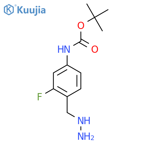 tert-butyl N-3-fluoro-4-(hydrazinylmethyl)phenylcarbamate structure
