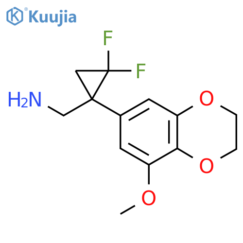 2,2-difluoro-1-(8-methoxy-2,3-dihydro-1,4-benzodioxin-6-yl)cyclopropylmethanamine structure