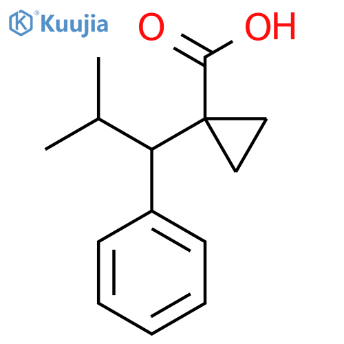 1-(2-methyl-1-phenylpropyl)cyclopropane-1-carboxylic acid structure