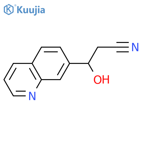 3-hydroxy-3-(quinolin-7-yl)propanenitrile structure