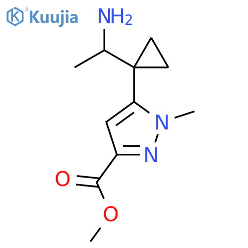 methyl 5-1-(1-aminoethyl)cyclopropyl-1-methyl-1H-pyrazole-3-carboxylate structure