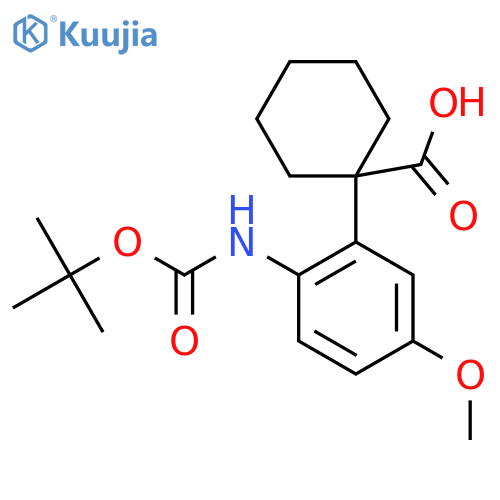 1-(2-{(tert-butoxy)carbonylamino}-5-methoxyphenyl)cyclohexane-1-carboxylic acid structure