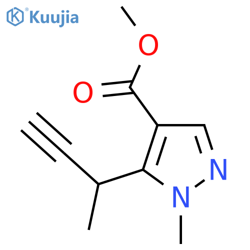 methyl 5-(but-3-yn-2-yl)-1-methyl-1H-pyrazole-4-carboxylate structure