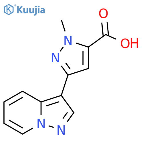 1-methyl-3-{pyrazolo1,5-apyridin-3-yl}-1H-pyrazole-5-carboxylic acid structure