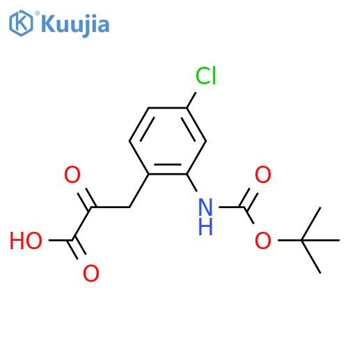 3-(2-{(tert-butoxy)carbonylamino}-4-chlorophenyl)-2-oxopropanoic acid structure
