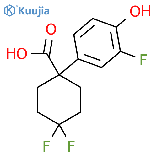 4,4-difluoro-1-(3-fluoro-4-hydroxyphenyl)cyclohexane-1-carboxylic acid structure