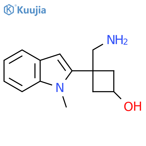 3-(aminomethyl)-3-(1-methyl-1H-indol-2-yl)cyclobutan-1-ol structure